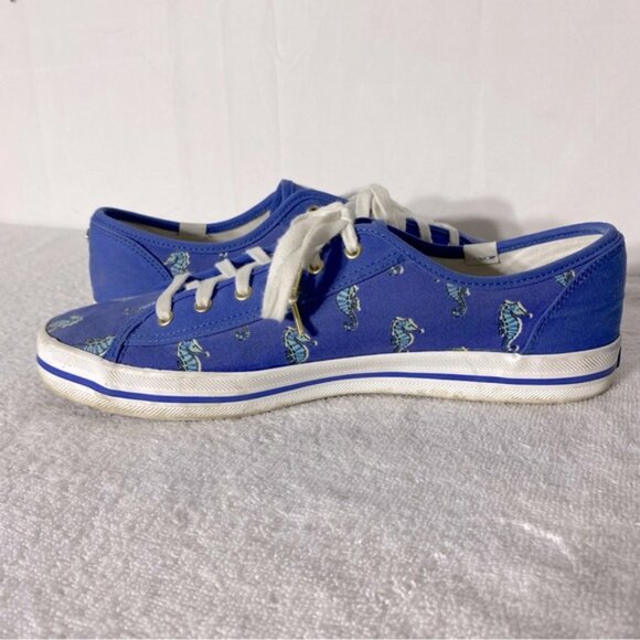 Keds For Kate Spade Blue Seahorse Lace Up Low Top Sneakers 10 - Picture 9 of 12